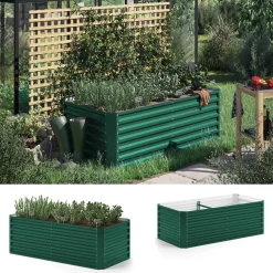 ok-Living Hochbeet Kräuterbeet Gemüsebeet rechteckig 180x90x60cm (LxBxH) grün Pflanzkasten Frühbeet Aufzucht Beet Garten