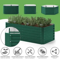 ok-Living Hochbeet Kräuterbeet Gemüsebeet rechteckig 180x90x60cm (LxBxH) grün Pflanzkasten Frühbeet Aufzucht Beet Garten