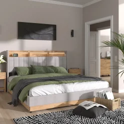 Polsterbett Nura Grau 180x200 cm mit Matratze Vitalispa