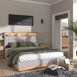 Polsterbett Nura Grau 160x200 cm mit 4 Schubladen Vitalispa