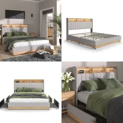 Polsterbett Nura Grau 160x200 cm mit 4 Schubladen Vitalispa