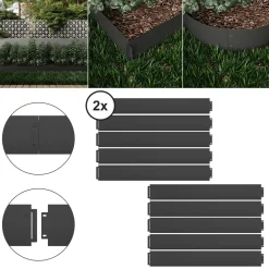 Rasenkante Anthrazit 100 x 18 cm 20 Meter Serina