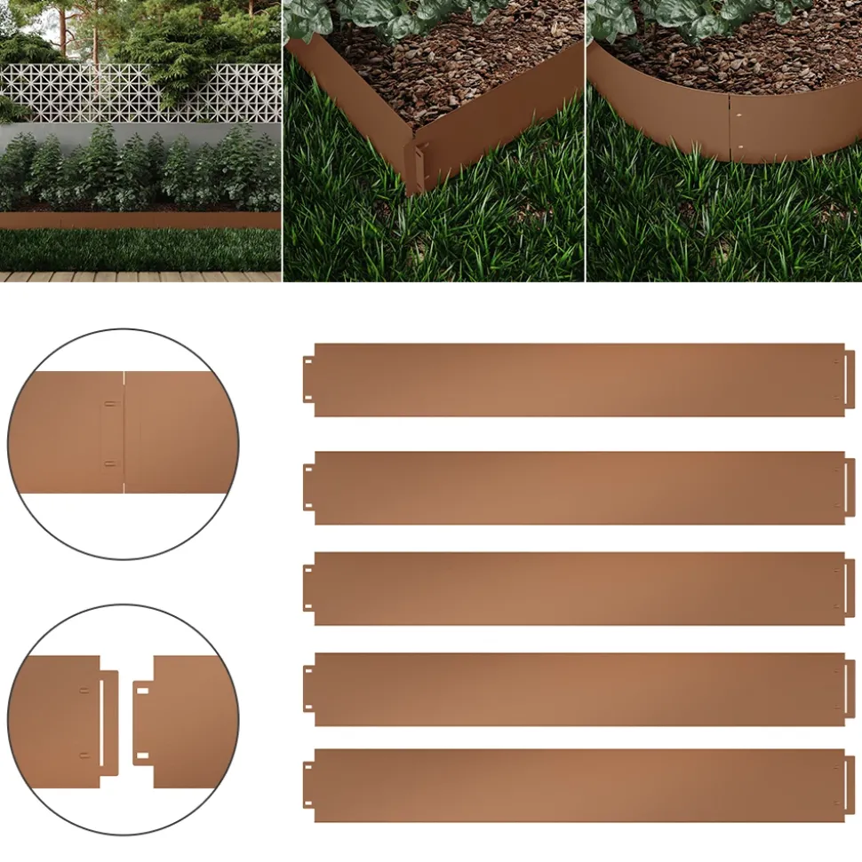 Rasenkante Braun 100 x 14 cm 5 Meter Serina