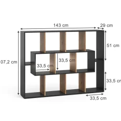 Raumteiler Anthrazit/Goldkraft Eiche 107.2 x 143 cm Vicco