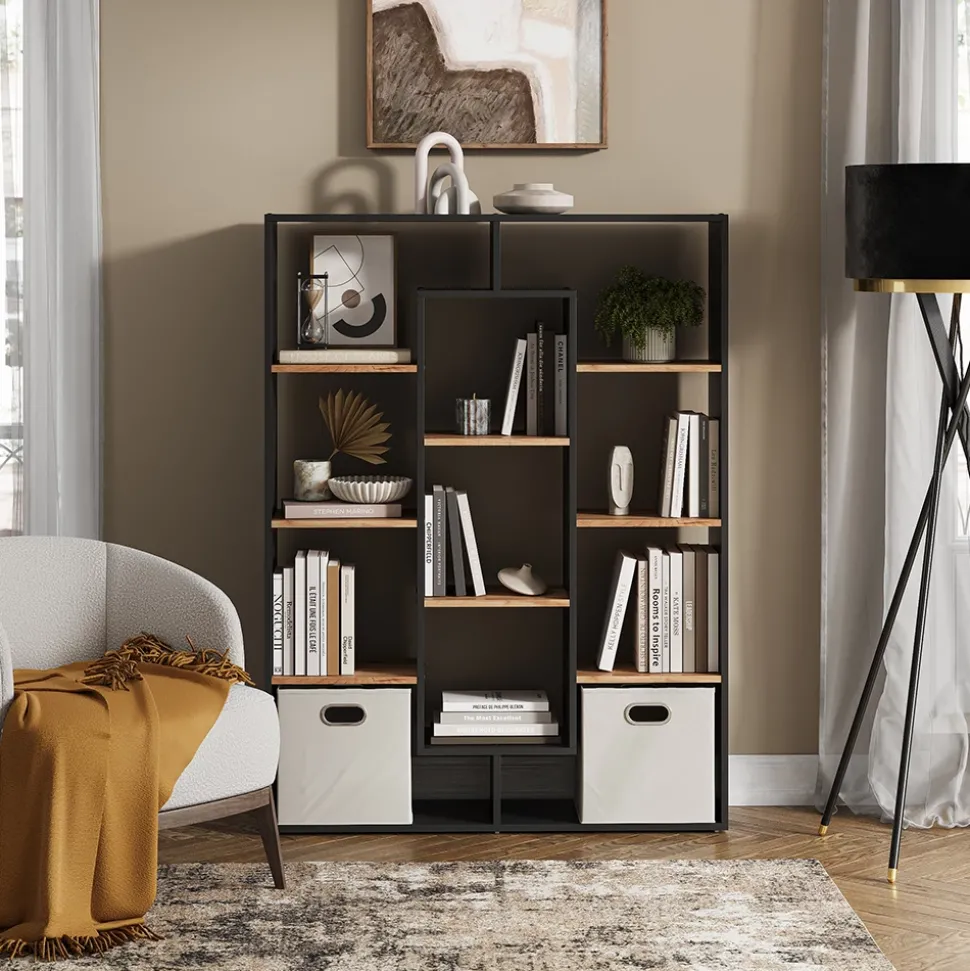 Raumteiler Anthrazit/Goldkraft Eiche 107.2 x 143 cm Vicco