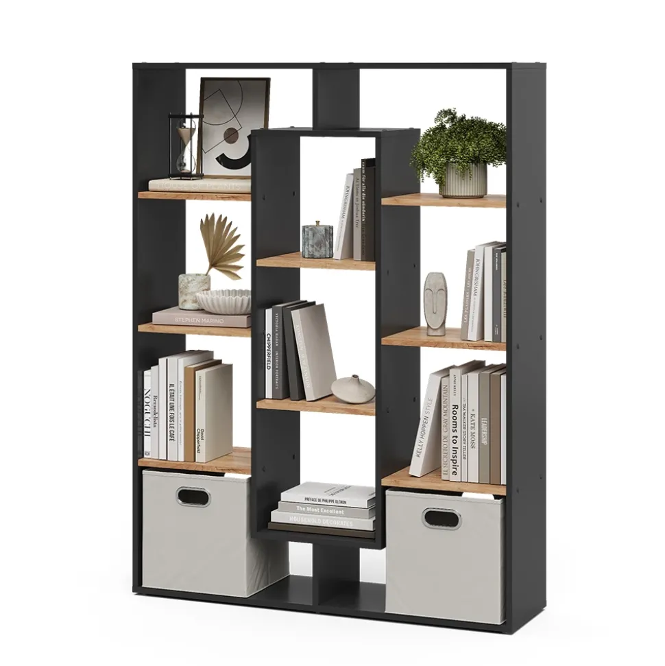 Raumteiler Anthrazit/Goldkraft Eiche 107.2 x 143 cm Vicco