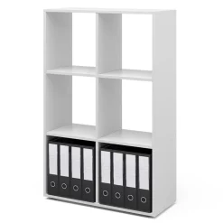 Raumteiler Weiß 72 x 107.8 cm mit 2 Faltboxen Vicco