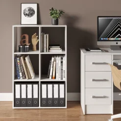 Raumteiler Weiß 72 x 107.8 cm mit 2 Faltboxen Vicco