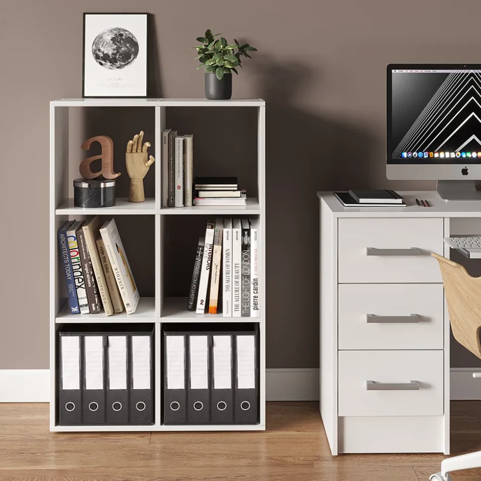 Raumteiler Weiß 72 x 107.8 cm mit 2 Faltboxen Vicco