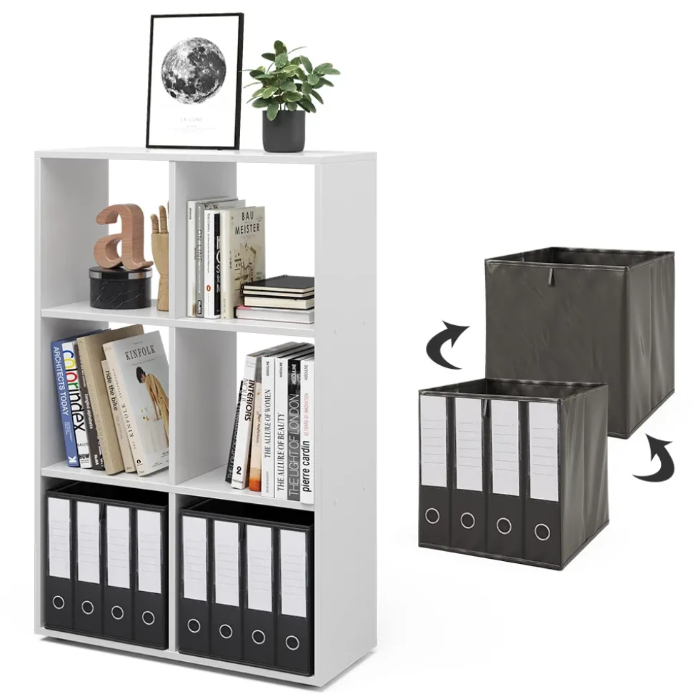 Raumteiler Weiß 72 x 107.8 cm mit 2 Faltboxen Vicco