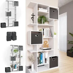 Raumteiler Cube Weiß 92 x 187.7 cm mit 2 Faltboxen Vicco