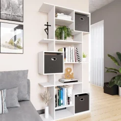 Raumteiler Cube Weiß 92 x 187.7 cm mit 2 Faltboxen Vicco