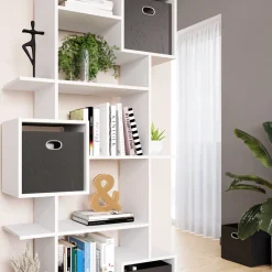 Raumteiler Cube Weiß 92 x 187.7 cm mit 2 Faltboxen Vicco