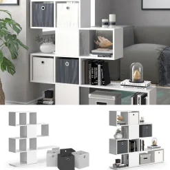 Raumteiler Hylda Weiß 124.4 x 113 cm mit 4 Faltboxen Vicco