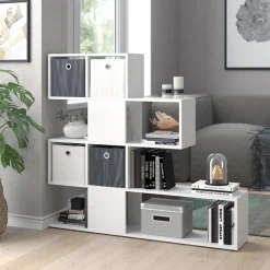 Raumteiler Hylda Weiß 124.4 x 113 cm mit 4 Faltboxen Vicco