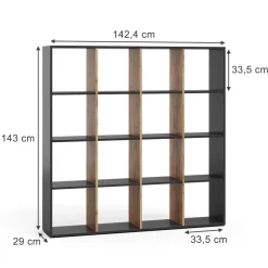 Raumteiler Karree Anthrazit/Goldkraft Eiche 142.4 x 143 cm Vicco