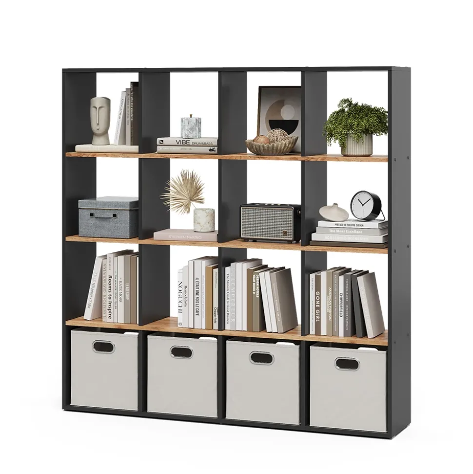 Raumteiler Karree Anthrazit/Goldkraft Eiche 142.4 x 143 cm Vicco