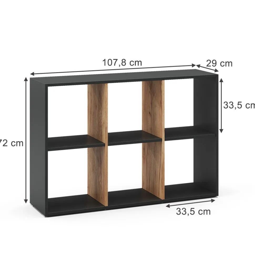 Raumteiler Karree Anthrazit/Goldkraft Eiche 72 x 107.8 cm Vicco