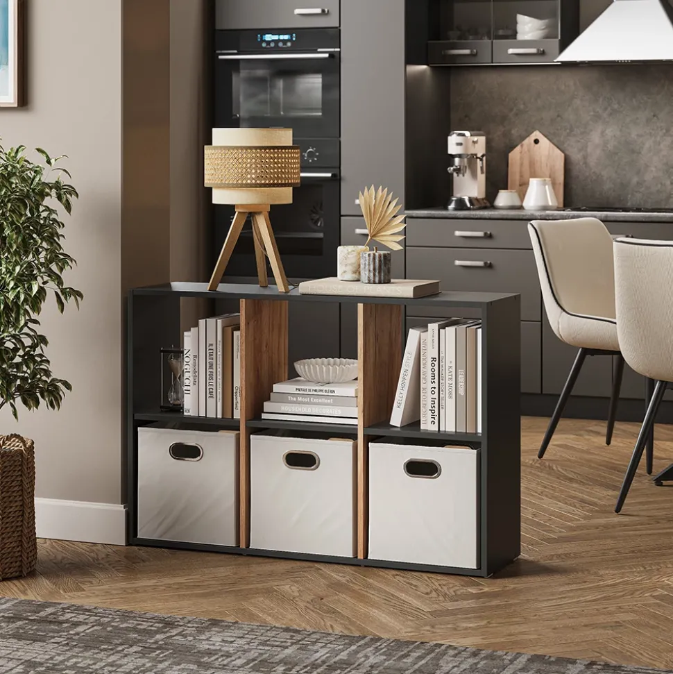 Raumteiler Karree Anthrazit/Goldkraft Eiche 72 x 107.8 cm Vicco