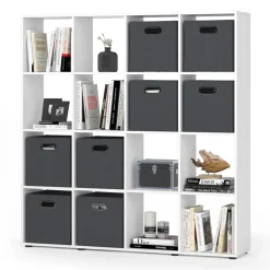 Raumteiler Karree Weiß 138.5 x 142.5 cm mit 4 Faltboxen Vicco