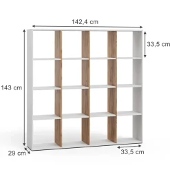 Raumteiler Karree Weiß/Goldkraft Eiche 142.4 x 143 cm Vicco