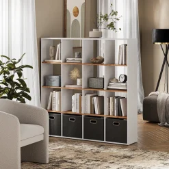 Raumteiler Karree Weiß/Goldkraft Eiche 142.4 x 143 cm Vicco