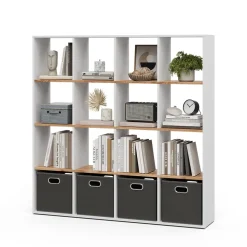 Raumteiler Karree Weiß/Goldkraft Eiche 142.4 x 143 cm Vicco