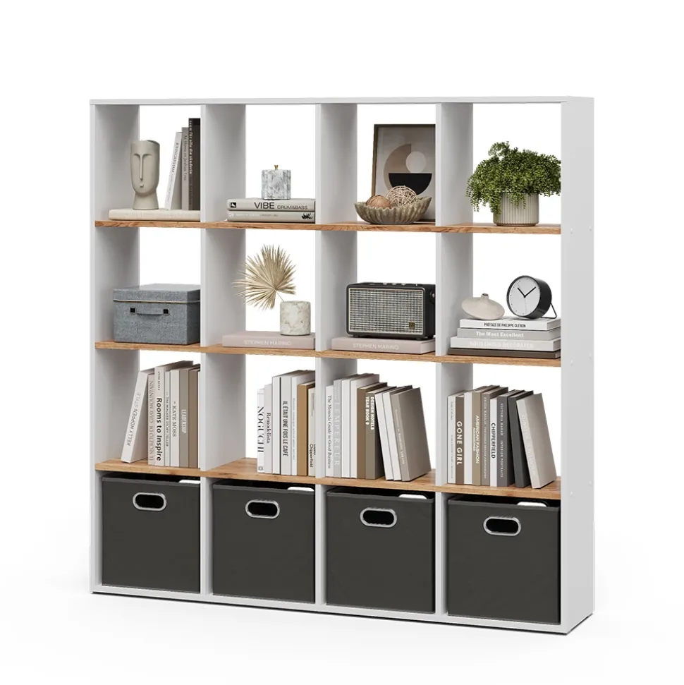 Raumteiler Karree Weiß/Goldkraft Eiche 142.4 x 143 cm Vicco