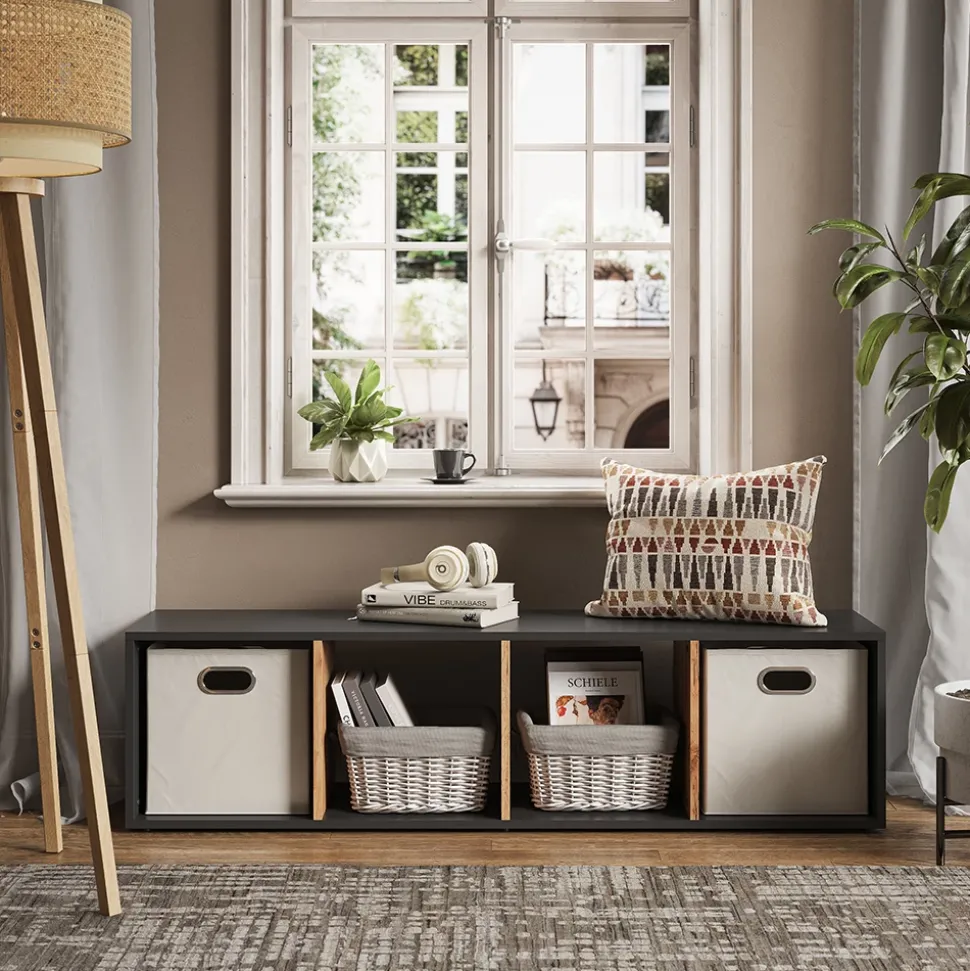 Raumteiler Ludus Anthrazit/Goldkraft Eiche 36.8 x 144.9 cm Vicco