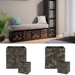 Raumteiler Ludus Schwarz 142.5 x 36.2 cm mit 2 Faltboxen opt.2 Vicco