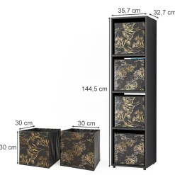 Raumteiler Ludus Schwarz 142.5 x 36.2 cm mit 2 Faltboxen opt.1 Vicco