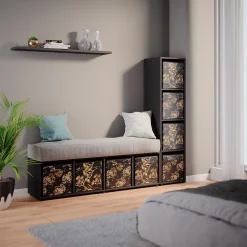 Raumteiler Ludus Schwarz 142.5 x 36.2 cm mit 2 Faltboxen opt.1 Vicco