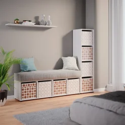 Raumteiler Ludus Weiß 142.5 x 36.2 cm mit 2 Faltboxen opt.1 Vicco