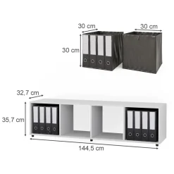 Raumteiler Ludus Weiß 142.5 x 36.2 cm mit 2 Faltboxen opt.3 Vicco