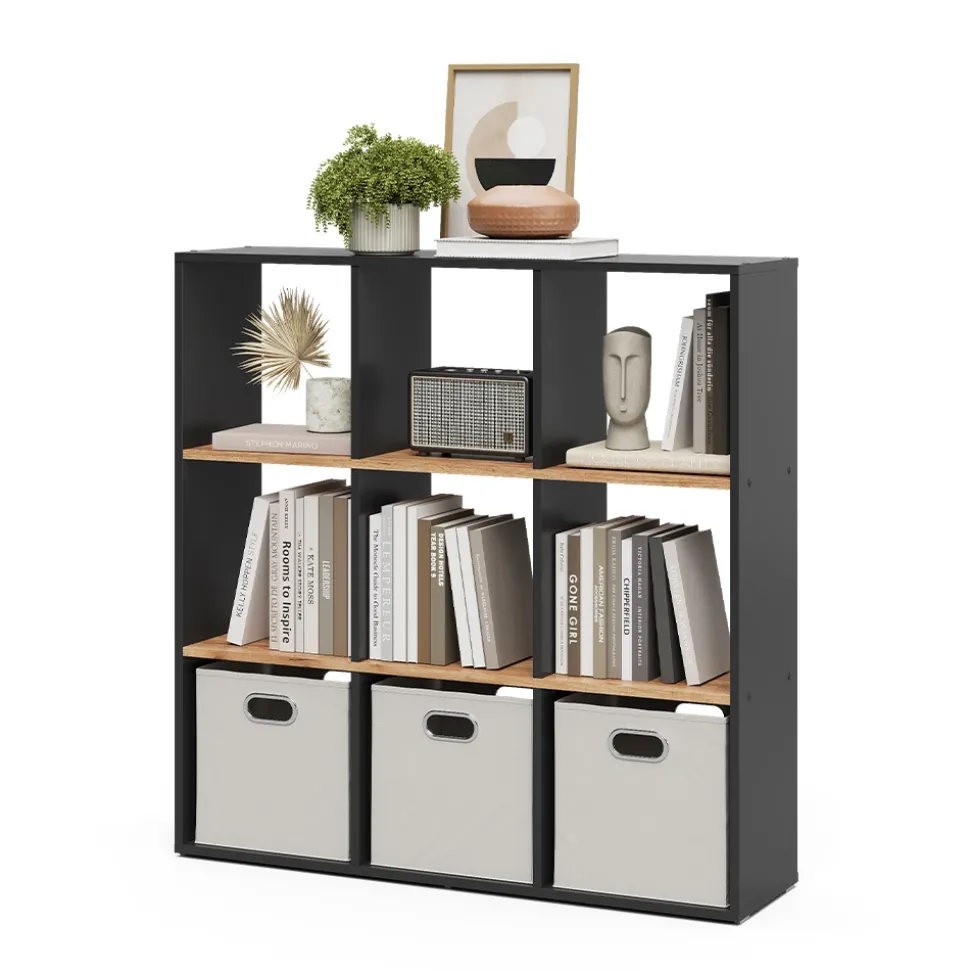 Raumteiler Nove Anthrazit/Goldkraft Eiche 107.2 x 107.8 cm Vicco