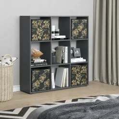 Raumteiler Nove Schwarz 104 x 108 cm mit 4 Faltboxen opt.1 Vicco