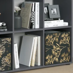 Raumteiler Nove Schwarz 104 x 108 cm mit 4 Faltboxen opt.1 Vicco