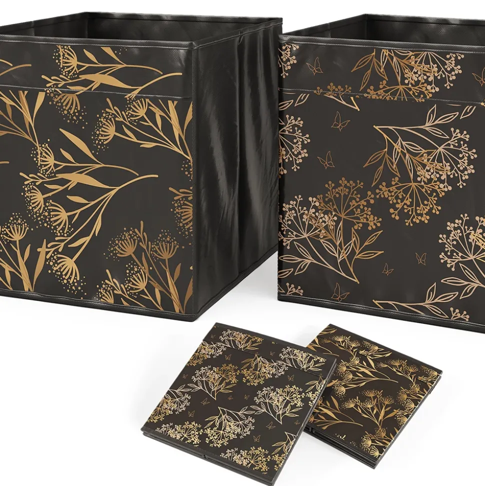 Raumteiler Nove Schwarz 104 x 108 cm mit 4 Faltboxen opt.1 Vicco