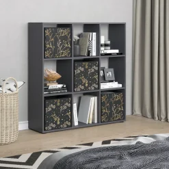 Raumteiler Nove Schwarz 104 x 108 cm mit 4 Faltboxen opt.2 Vicco