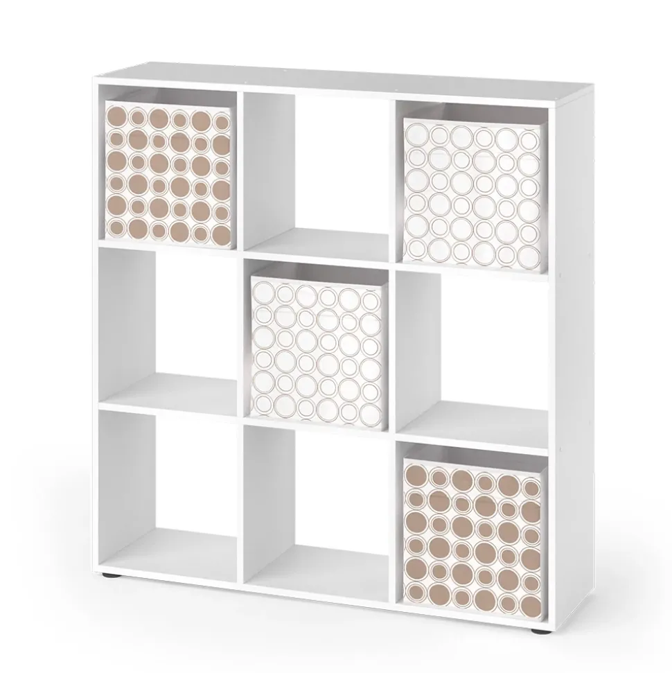 Raumteiler Nove Weiß 104 x 108 cm mit 4 Faltboxen opt.2 Vicco