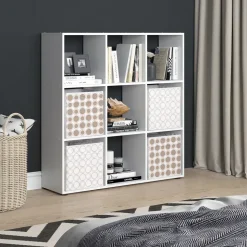 Raumteiler Nove Weiß 104 x 108 cm mit 4 Faltboxen opt.2 Vicco