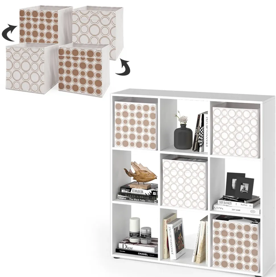 Raumteiler Nove Weiß 104 x 108 cm mit 4 Faltboxen opt.2 Vicco