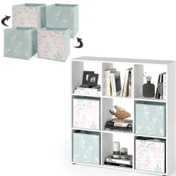 Raumteiler Nove Weiß 104 x 108 cm mit 4 Faltboxen opt.1 Vicco