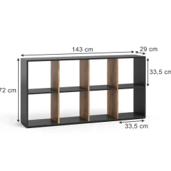 Raumteiler Scutum Anthrazit/Goldkraft Eiche 143 x 72 cm Vicco