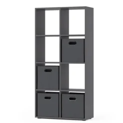 Raumteiler Scutum Grau 143 x 72 cm mit 4 Faltboxen Vicco