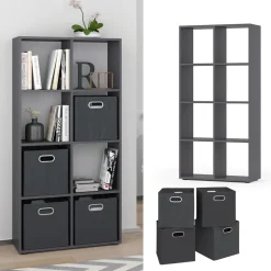 Raumteiler Scutum Grau 143 x 72 cm mit 4 Faltboxen Vicco