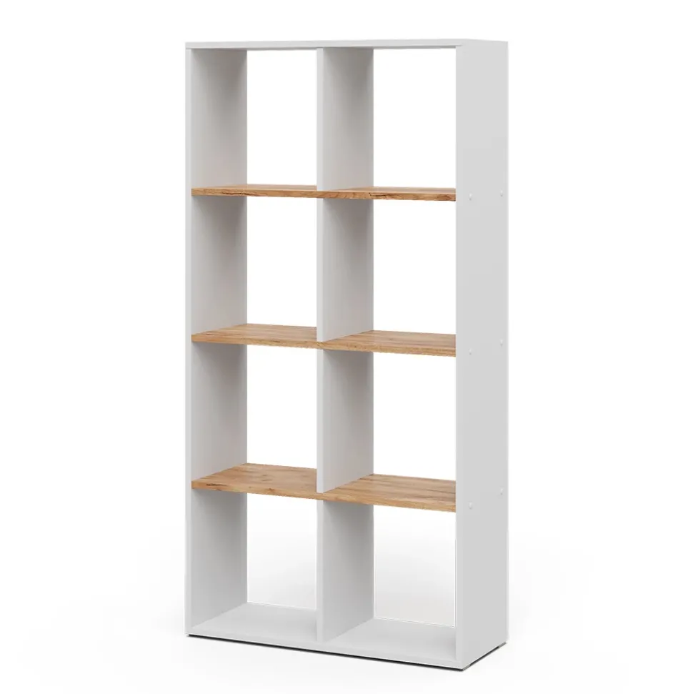 Raumteiler Scutum Weiß/Goldkraft Eiche 143 x 72 cm Vicco