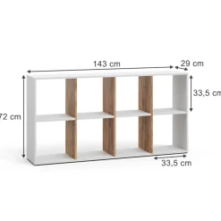 Raumteiler Scutum Weiß/Goldkraft Eiche 143 x 72 cm Vicco
