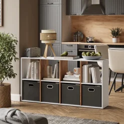 Raumteiler Scutum Weiß/Goldkraft Eiche 143 x 72 cm Vicco