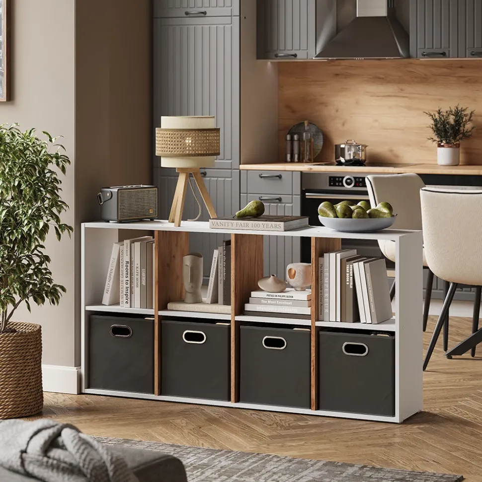 Raumteiler Scutum Weiß/Goldkraft Eiche 143 x 72 cm Vicco